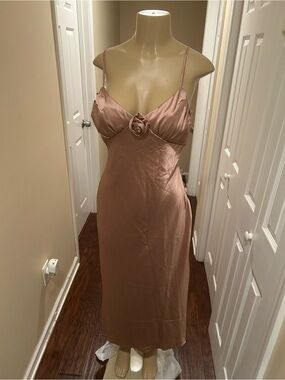 Sexy Silky Spaghetti-Strap Slip Dress in Dusty Rose